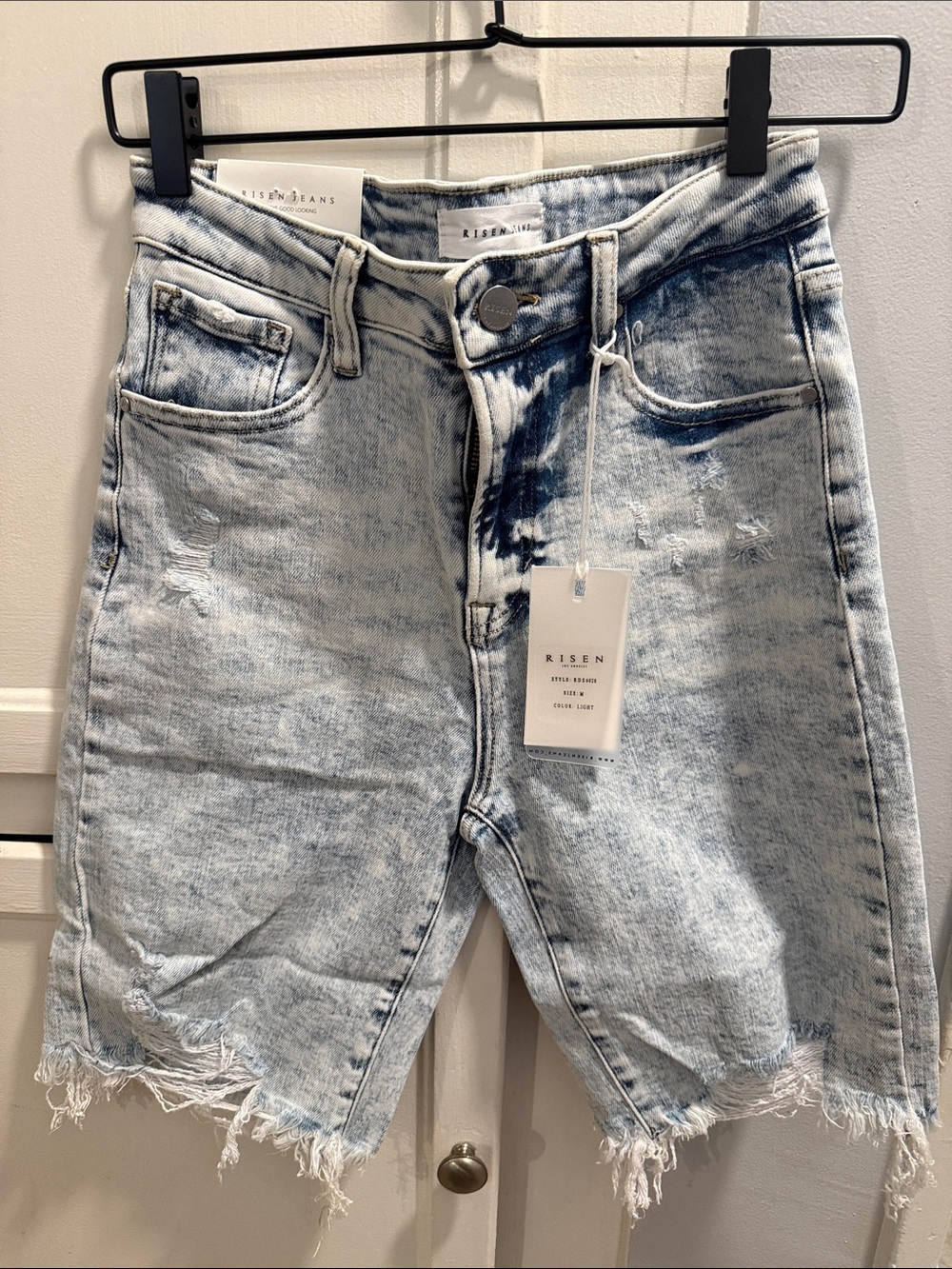 Risen Light Blue High-Rise Denim Jean Shorts